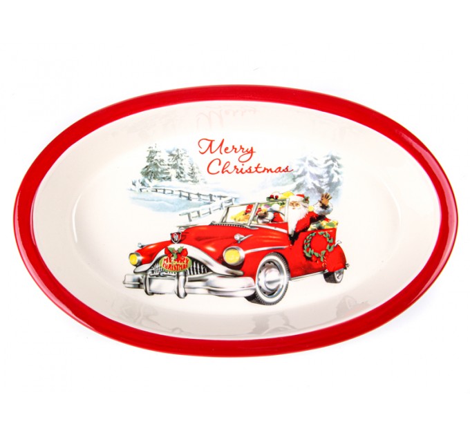 Блюдо для запекания Lefard Новогодняя коллекция Дед Мороз в машине d-28 cм в подарочной упаковке (Lf-358-982)