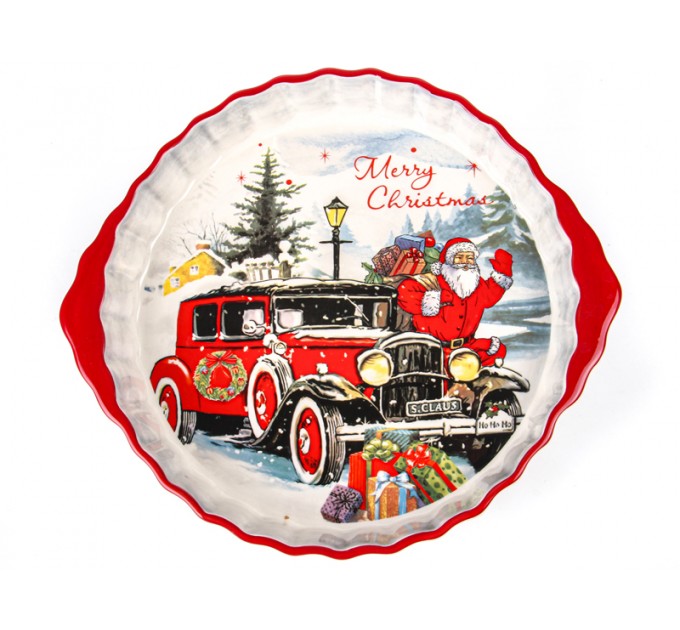 Блюдо для запекания Lefard Новогодняя коллекция Дед Мороз в машине d-28 cм в подарочной упаковке (Lf-358-988)