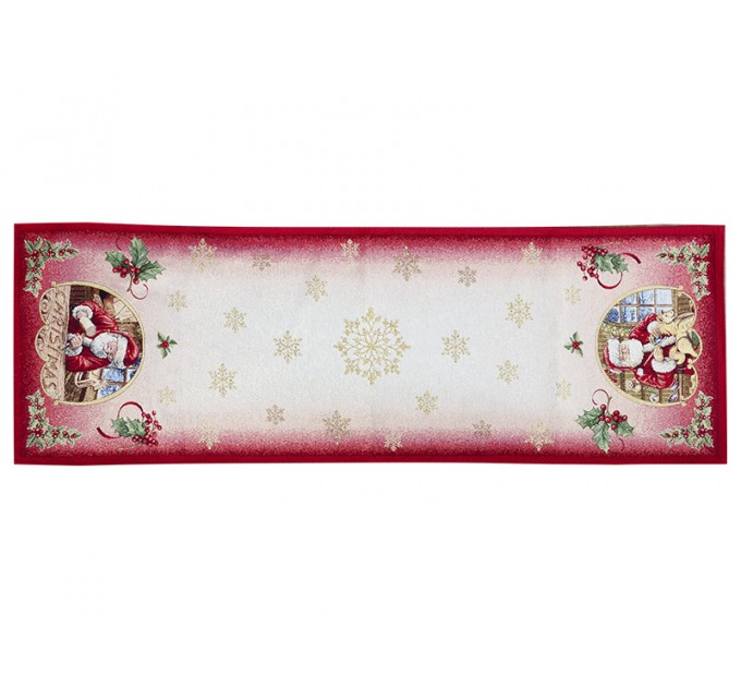 Скатерть раннер гобеленовый Lefard Новогодняя коллекция Санта Клаус красный 40х100 см (Lf-716-028)