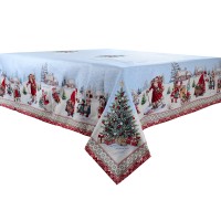 Скатерть гобеленовая Lefard Новогодняя коллекция Санта с подарками красный 140х240 см (Lf-716-042)