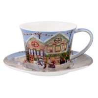 Чайный набор на 2 пр Lefard Новогодняя коллекция Рождественская рынок 220 мл фарфор в подарочной упаковке (Lf-924-652)