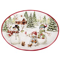 Блюдо Lefard Новогодняя коллекция Снеговик 33 cм керамика  (Lf-948-002)