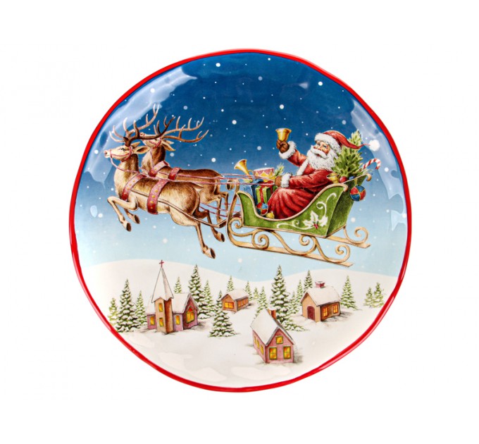 Блюдо Lefard Новогодняя коллекция Санта Клаус в санях 26 cм керамика (Lf-948-007)