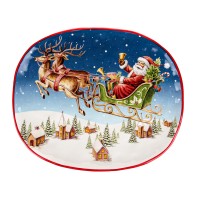 Блюдо Lefard Новогодняя коллекция Санта Клаус в санях 36 cм керамика  (Lf-948-009)