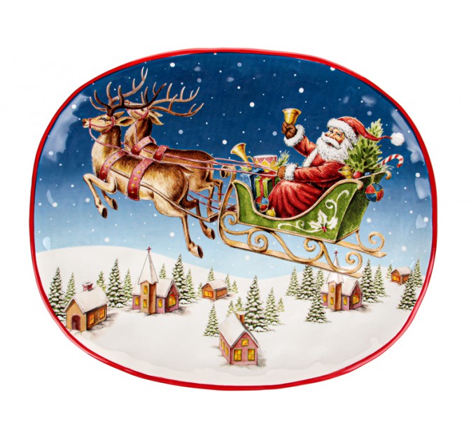 Блюдо Lefard Новогодняя коллекция Санта Клаус в санях 36 cм керамика (Lf-948-009)