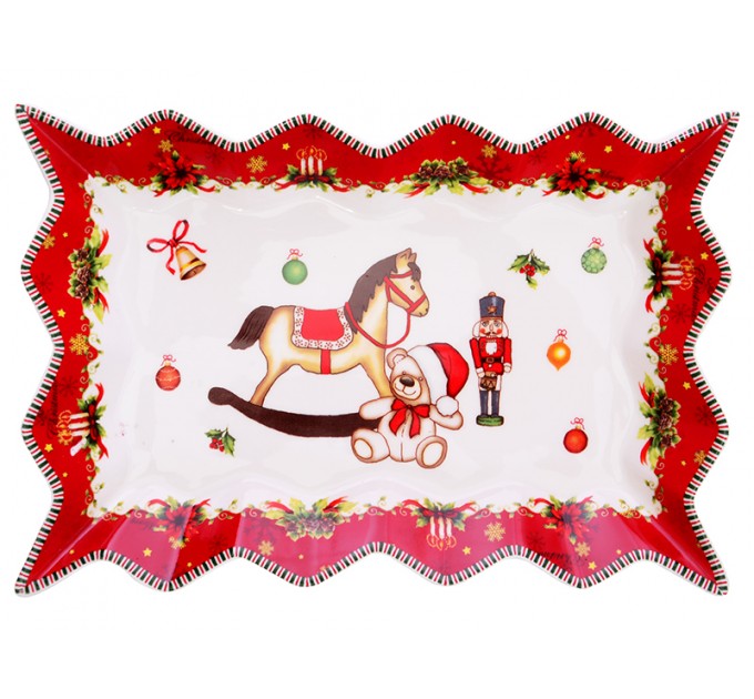 Блюдо Lefard Новогодняя коллекция Подарки фарфор 26 cм в подарочной упаковке (Lf-985-077)