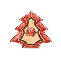 Блюдо елочка Lefard Новогодняя коллекция Дед Мороз 26х21х3 cм фарфор в подарочной упаковке  (Lf-968-004)