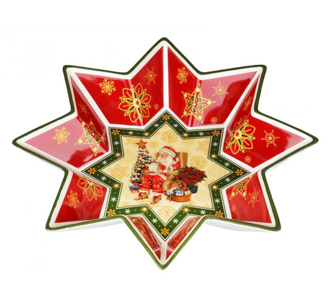 Блюдо Lefard Новогодняя коллекция Дед Мороз фарфор 26 cм в подарочной упаковке (Lf-986-012)