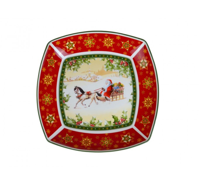 Блюдо Lefard Новогодняя коллекция Дед Мороз в санях фарфор 33 х 5 cм в подарочной упаковке (Lf-986-030)