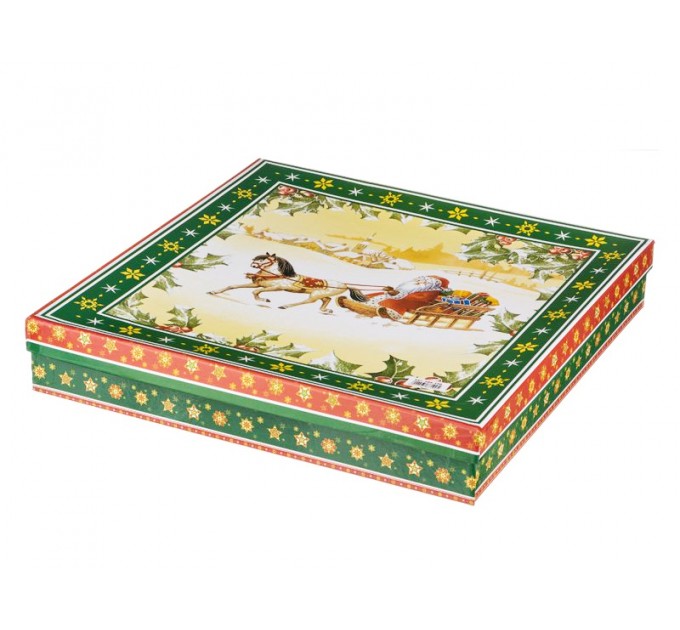 Блюдо менажница Lefard Новогодняя коллекция Дед Мороз фарфор 24х24х5 cм в подарочной упаковке (Lf-986-001)
