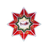 Блюдо Lefard Новогодняя коллекция Дед Мороз в санях фарфор 26 cм в подарочной упаковке (Lf-986-068)