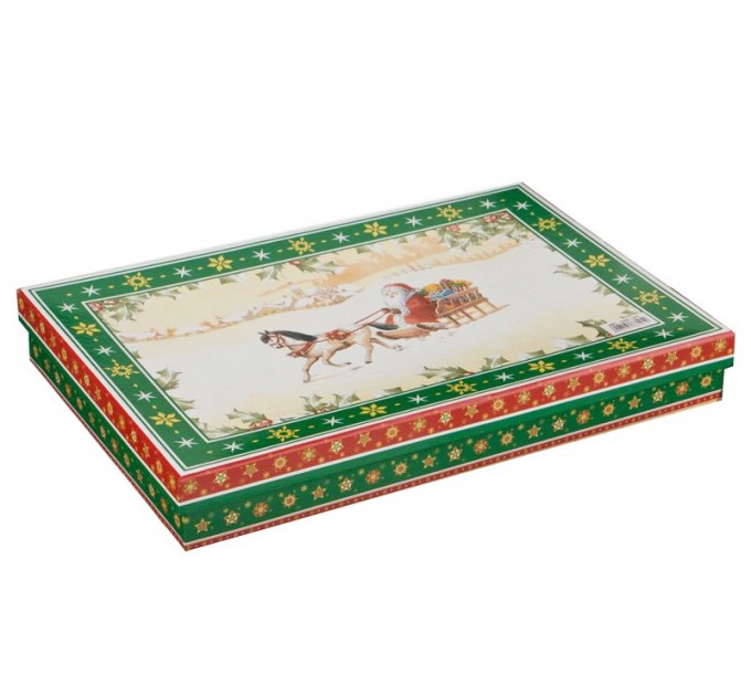 Блюдо Lefard Новогодняя коллекция Дед Мороз в санях фарфор 37х18 cм в подарочной упаковке (Lf-986-069)