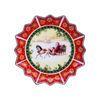Блюдо Lefard Новогодняя коллекция Дед Мороз в санях фарфор 38х4 cм в подарочной упаковке (Lf-986-070)