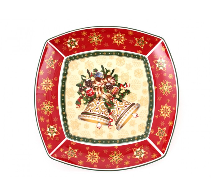 Блюдо Lefard Новогодняя коллекция Колокольчики фарфор 33 х 5 cм в подарочной упаковке (Lf-986-081)