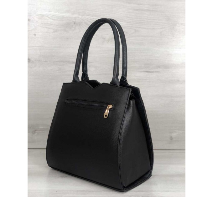 Классическая женская сумка от WeLassie Женева черная + золото (wel-31715)
