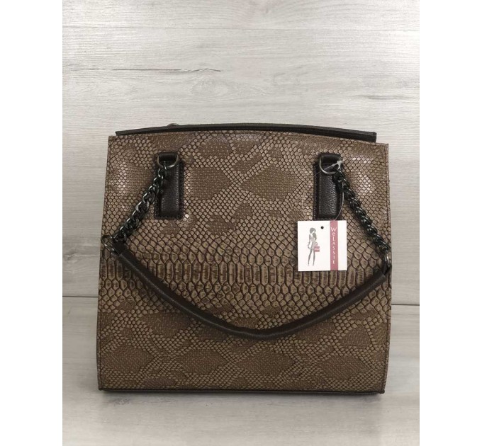 Каркасная женская сумка от WeLassie Адела коричневая (wel-32105)