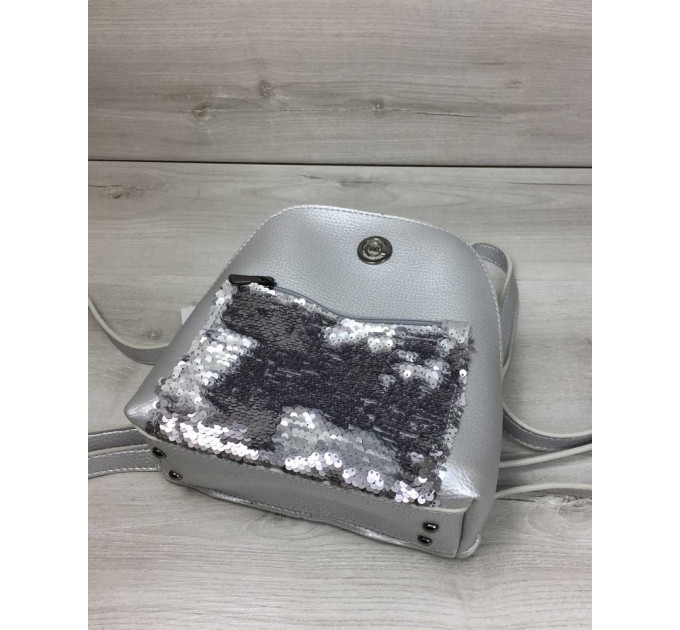 Стильный рюкзак от WeLassie «Бонни» с паетками, серебро (wel-44411)
