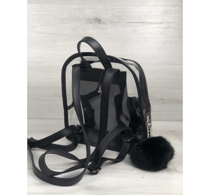 Молодежный рюкзак от WeLassie Марго силикон с черным + меховой брелок (wel-44413)