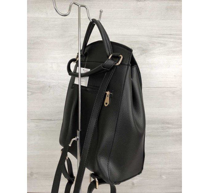 Молодежная сумка-рюкзак от WeLassie Сердце черного цвета + брелок (wel-44604)