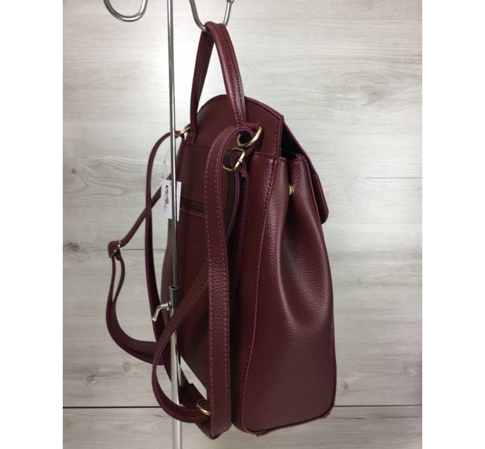 Молодежная сумка-рюкзак от WeLassie Сердце бордового цвета + брелок (wel-44607)