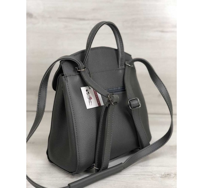 Молодежная сумка-рюкзак от WeLassie Инга серого цвета, эко-кожа (wel-45021)