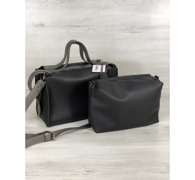 Стильная женская сумка от WeLassie Малика черного цвета из эко-кожи + подарок косметичка (wel-57204)