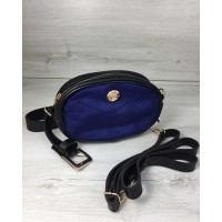 Женская сумка-клатч на пояс WeLassie черная + бархат синий (wel-60206)