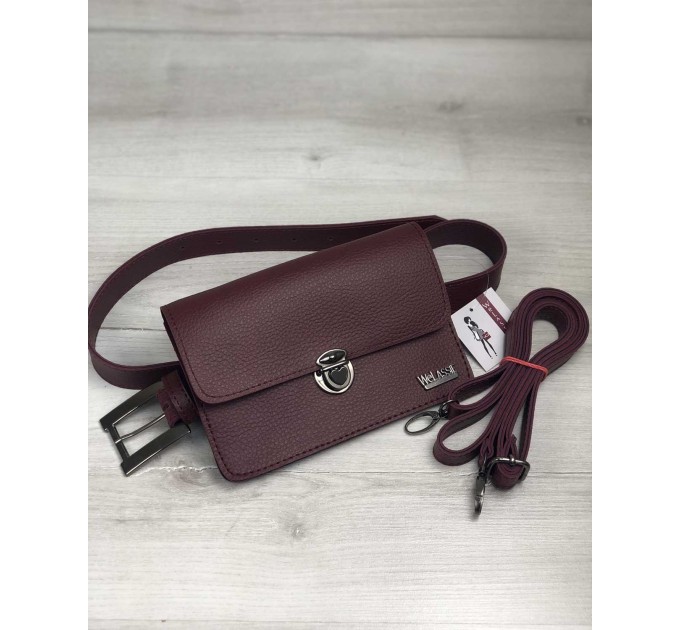 Женская сумка-клатч на пояс от WeLassie Арья бордового цвета, эко-кожа (wel-60407)