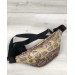 Женская сумка Бананка от WeLassie с меховым брелком, золотая с сиреневым змея (wel-60806)