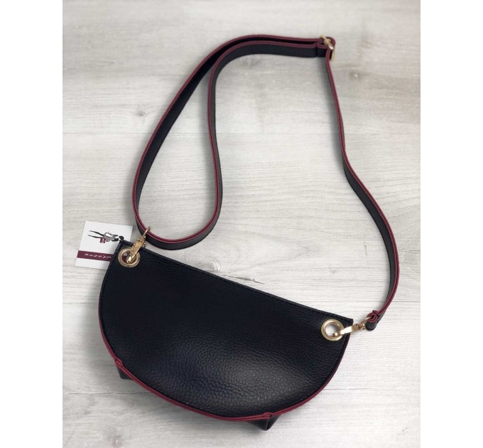 Женская сумка-клатч на пояс от WeLassie Нана черного с красным цветов (wel-61006)