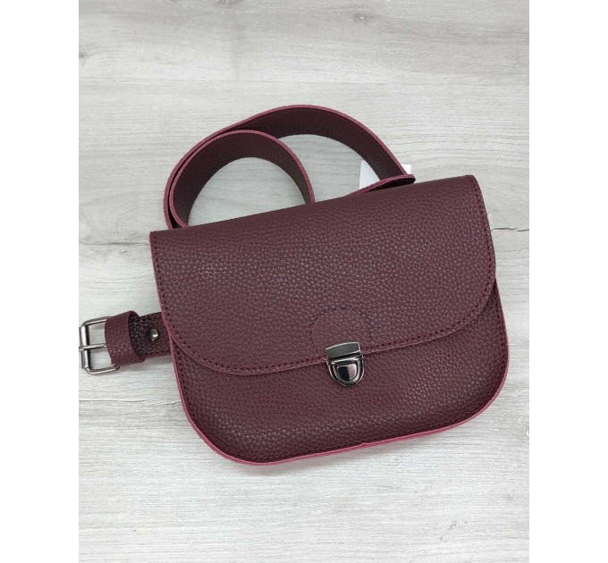 Женская стильная сумочка на пояс клатч WeLassie Stacy эко-кожа бордо (wel-T6007)