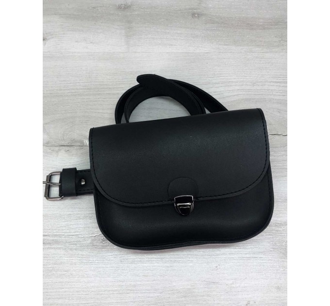 Женская стильная сумочка на пояс клатч WeLassie Stacy черная (wel-T6024)