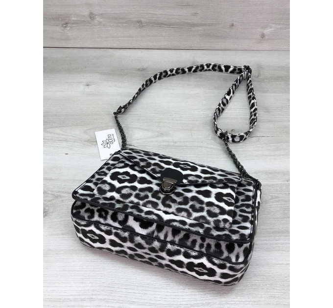 Стильная женская сумка WeLassie Rika с принтом черно-белый леопард (wel-T6203)