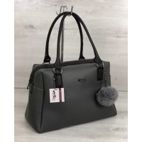 Стильная женская сумка WeLassie Агата серый + меховой брелок (wel-55901)